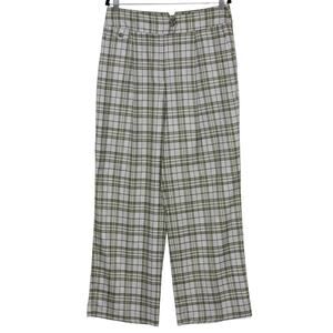 YARGICI Green Plaid Wide Leg Trouser Size 12 NWT